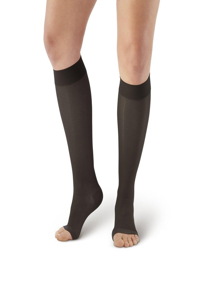 Ames Walker AW Style 44 Sheer Support 20-30 mmHg Firm Compression Open Toe Knee High Stockings Nude Large Wide - Image 2