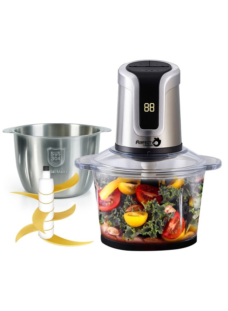 Perfect Digital Glass Food Processor & Mincer XXL | 3L Glass + Stainless Steel Bowls | 6 Golden Blades | Ice Crusher, Vegetable & Meat Grinder | 500W | Easy to Clean - Image 1
