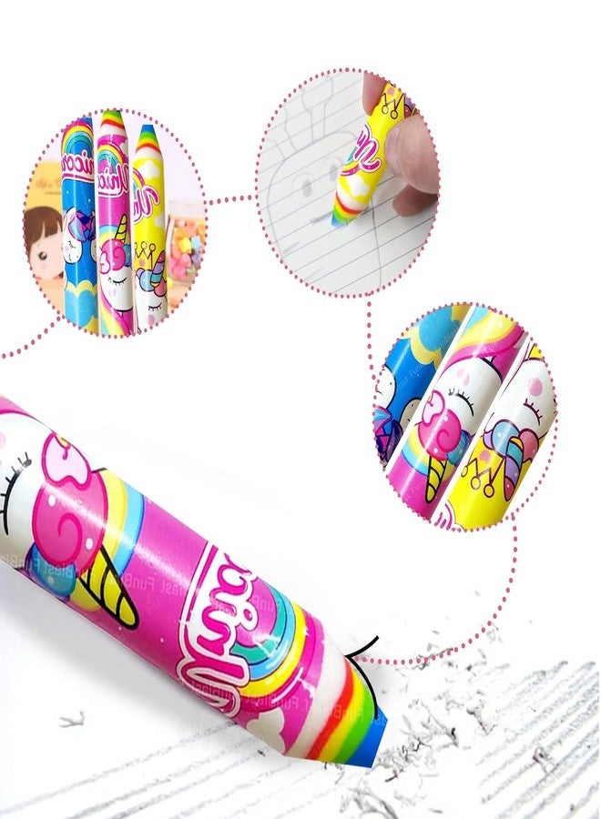BREEPREE Pencil Shape Erasers for Kids Multicolor Cartoon Printed Rubber | Non Toxic School Stationery | Cute Pencil Top Design | Birthday Return Gift | Party Favor Supplies(Pack of 6Pcs) - Image 4