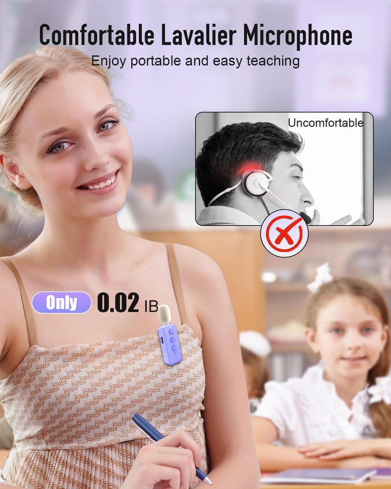 SHIDU 35W Voice Amplifier with Wireless Lavalier Microphone, Bluetooth Voice Amplifier for Teachers, Portable Speaker with Microphone for Classroom Meeting Training, Pearl Chain Design - Image 4