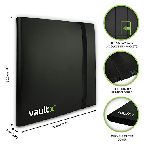 Vault X 12 Pocket Standard Strap Binder, Holds 480 Trading Cards in 20 Side-Loading Pages (Black) - Image 2