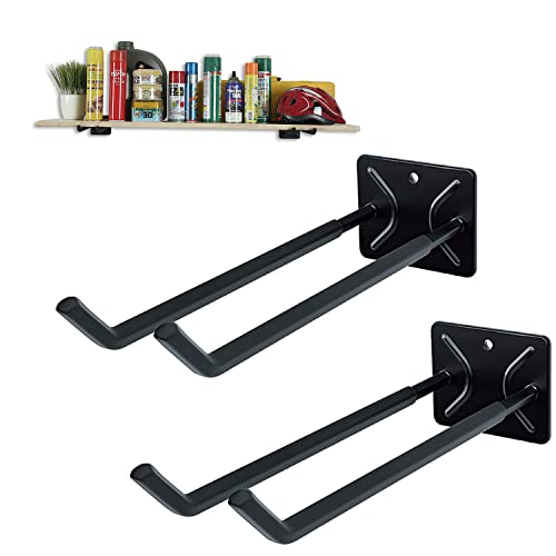 Ultrawall Garage Storage Hooks, Heavy Duty Steel Tool Organizer, 12.4 Inch Wall Mount Hangers Racks for Car Tires, Ladders, Chairs, Ropes and Garden Tools, 2 Pack - Image 1