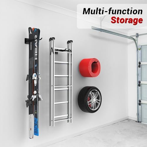 Ultrawall Garage Storage Hooks, Heavy Duty Steel Tool Organizer, 12.4 Inch Wall Mount Hangers Racks for Car Tires, Ladders, Chairs, Ropes and Garden Tools, 2 Pack - Image 4