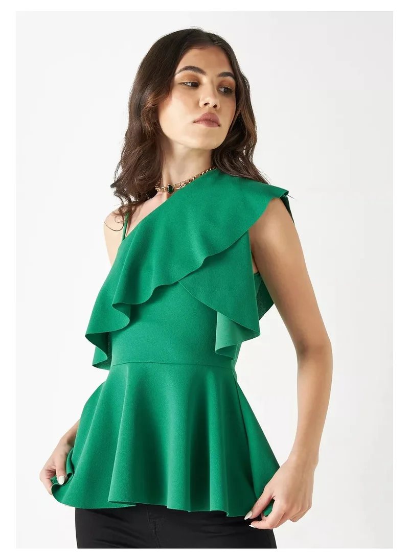 FAV Ruffled Single Shoulder Peplum Top