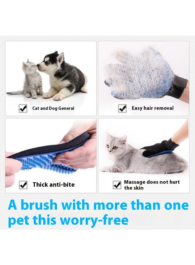 Generic Cleaning Glove Brush For Dog And Cat Blue/Black,1 Pair Pet Grooming Glove,Gentle Deshedding Brush Glove Hair Remover Brush for Dogs,Cats & Horses with Long & Short Fur  - Image 4