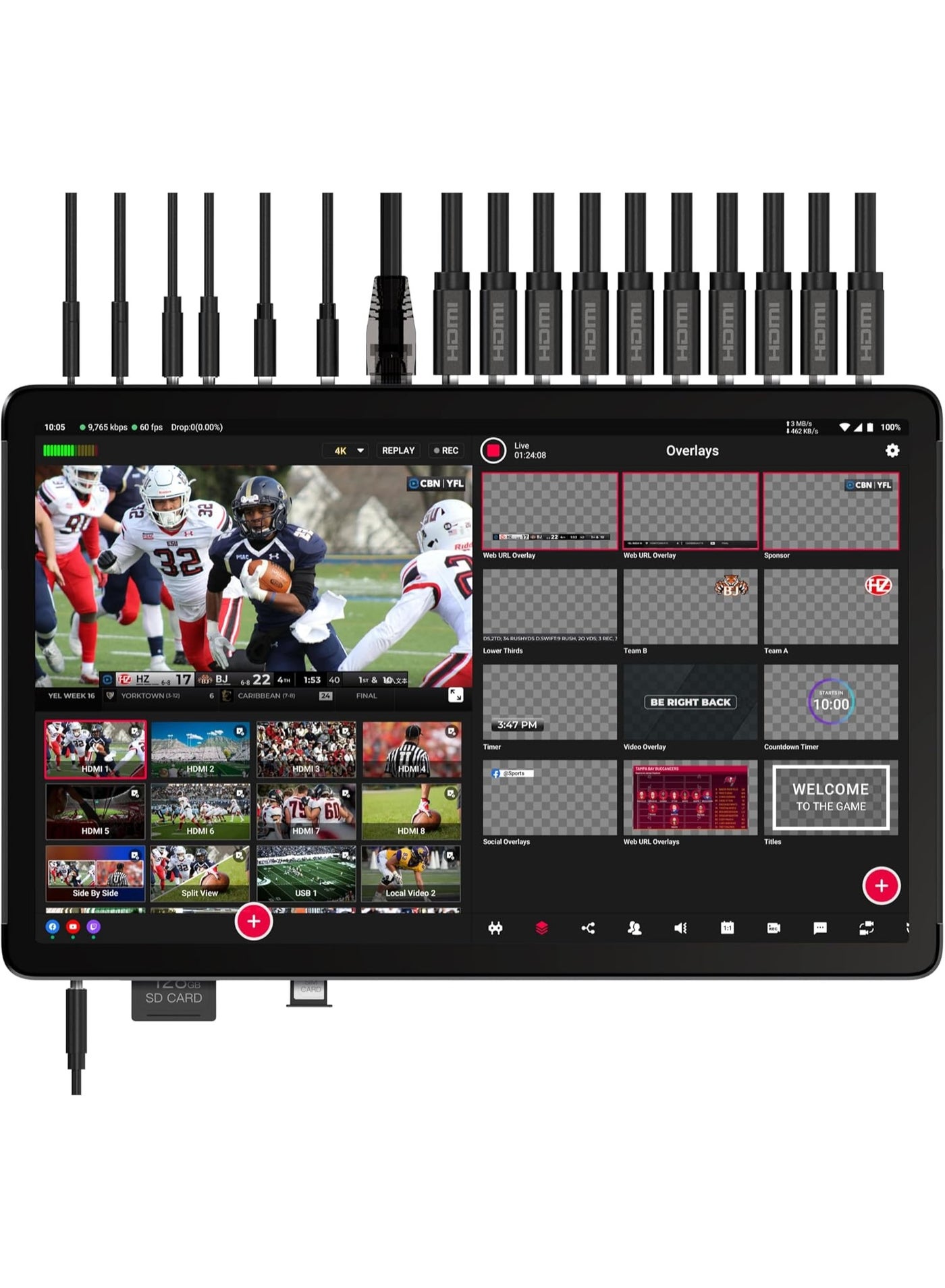 YoloLiv YoloBox Extreme 4K NDI All-in-One Live Streaming Switcher with 8 HDMI Inputs 2 HDMI Outputs ISO Recording for Facebook YouTube RTMP SRT Live Broadcast