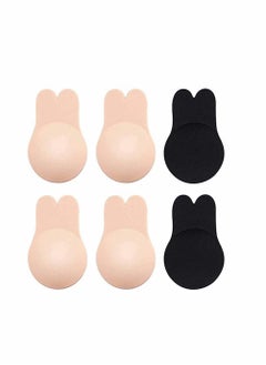 Silicone Adhesive Lift Bra, Invisible Backless Nipplecovers, Push Up Sticky Bra, Premium Quality and Safe Material, User-Friendly Design, Natural Look, Washable and Reusable Nude (3 Pairs)