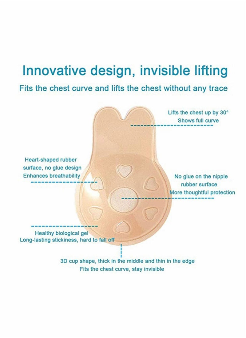 Generic - Silicone Adhesive Lift Bra, Invisible Backless Nipplecovers, Push Up Sticky Bra, Premium Quality and Safe Material, User-Friendly Design, Natural Look, Washable and Reusable Nude (3 Pairs) - Image 1