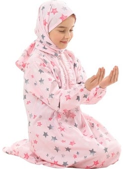 Elanesa  Practical Zippered Cotton Girls' Prayer Dress Pink Printed  - Image 5