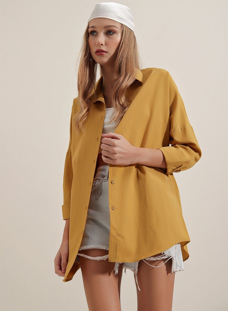 Drop Shoulder Button Down Collared Shirt  - Image 4