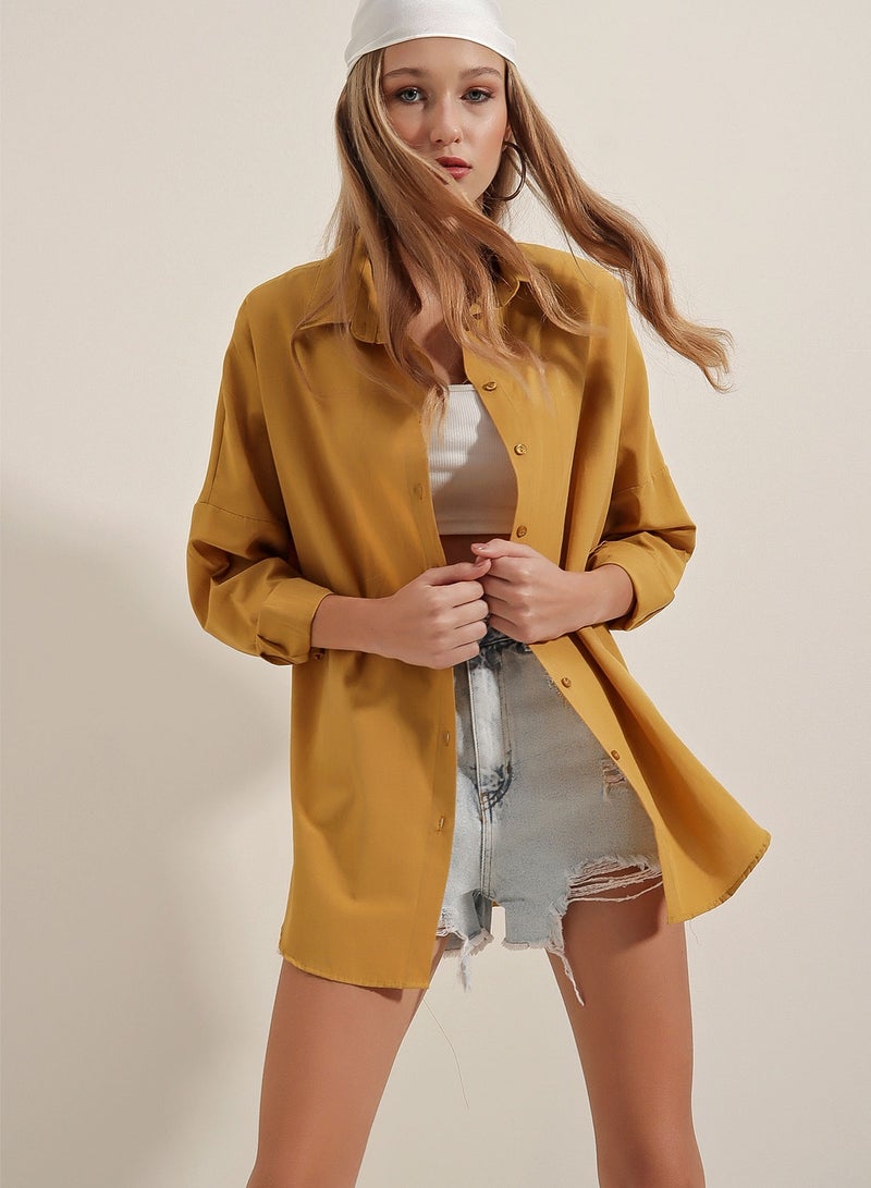 Drop Shoulder Button Down Collared Shirt  - Image 1