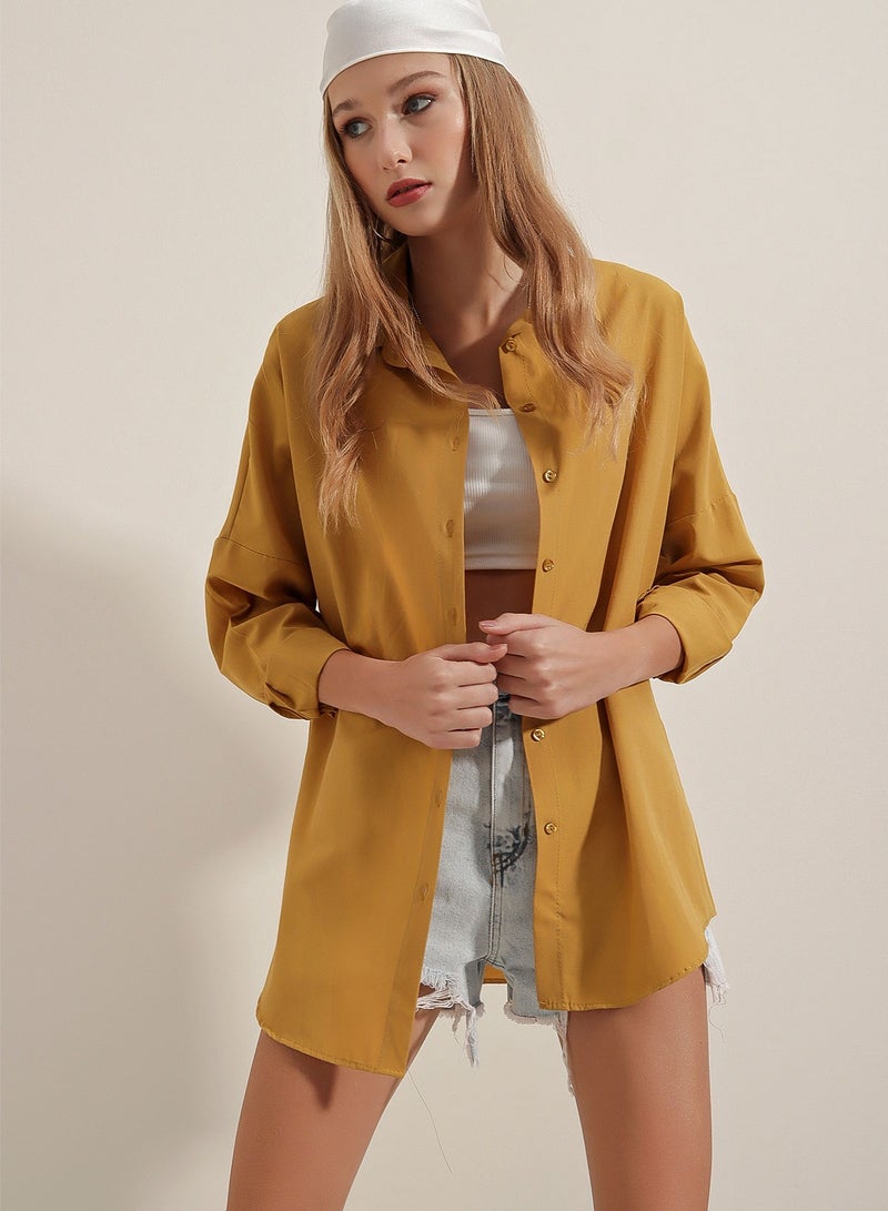 Drop Shoulder Button Down Collared Shirt  - Image 3
