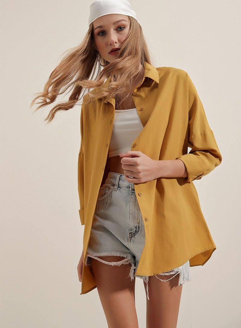 Drop Shoulder Button Down Collared Shirt  - Image 2