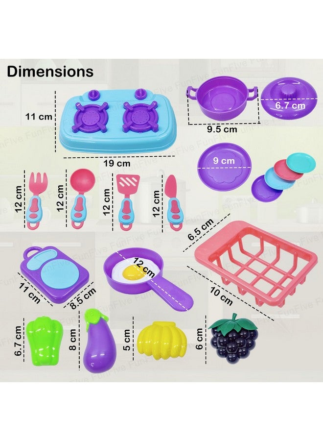 FunBlast Kitchen Play Set Toys for Girls -17 Pcs Portable Cooking Kitchen Play Set Pretend Play Food Party Role Toy for Boys Girls, Early Educational Toys Kitchen Set Toys (Multicolor) - Image 2