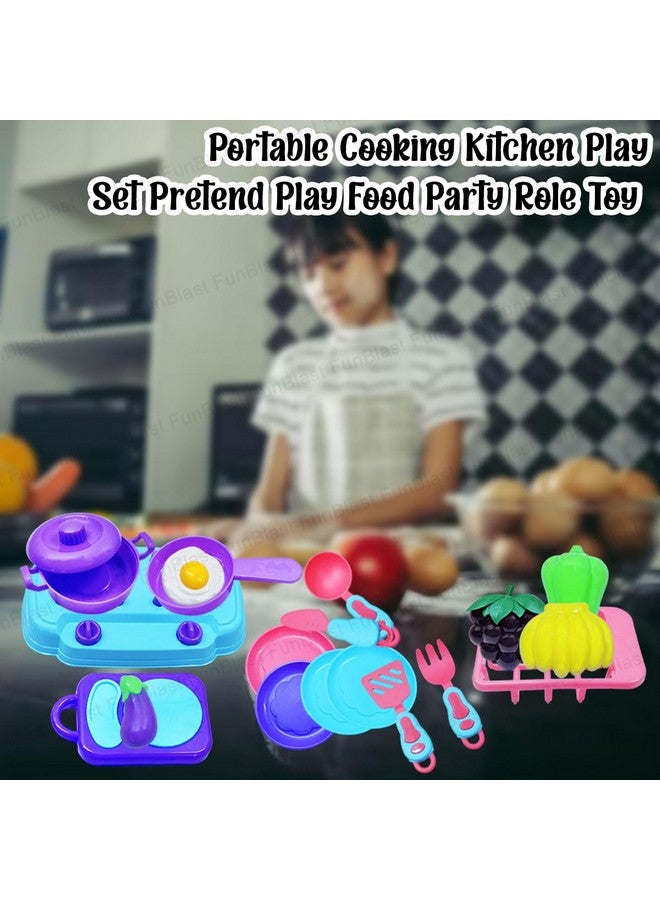FunBlast Kitchen Play Set Toys for Girls -17 Pcs Portable Cooking Kitchen Play Set Pretend Play Food Party Role Toy for Boys Girls, Early Educational Toys Kitchen Set Toys (Multicolor) - Image 5