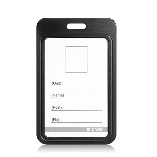 GLUN® Plastic ID Card Holder, Pack of 1 Black Colour, Double Sides Visible, Waterproof Unisex ID Card Holder Case for Office, School & Colleges - Image 1