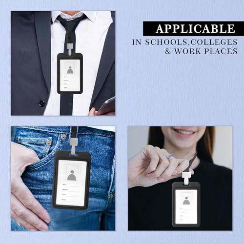 GLUN® Plastic ID Card Holder, Pack of 1 Black Colour, Double Sides Visible, Waterproof Unisex ID Card Holder Case for Office, School & Colleges - Image 4