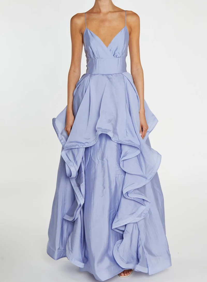 ترو ديكادينس Ingrid Cornflower Blue Layered Ruffle Strappy Maxi-Dress