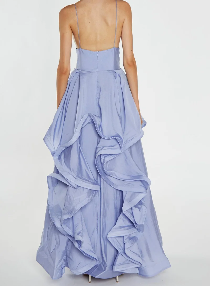 True Decadence Ingrid Cornflower Blue Layered Ruffle Strappy Maxi-Dress