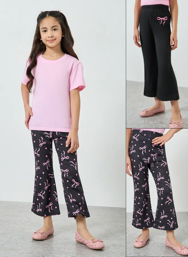 Styli Pack of 2 - Girls Printed Crop Leggings