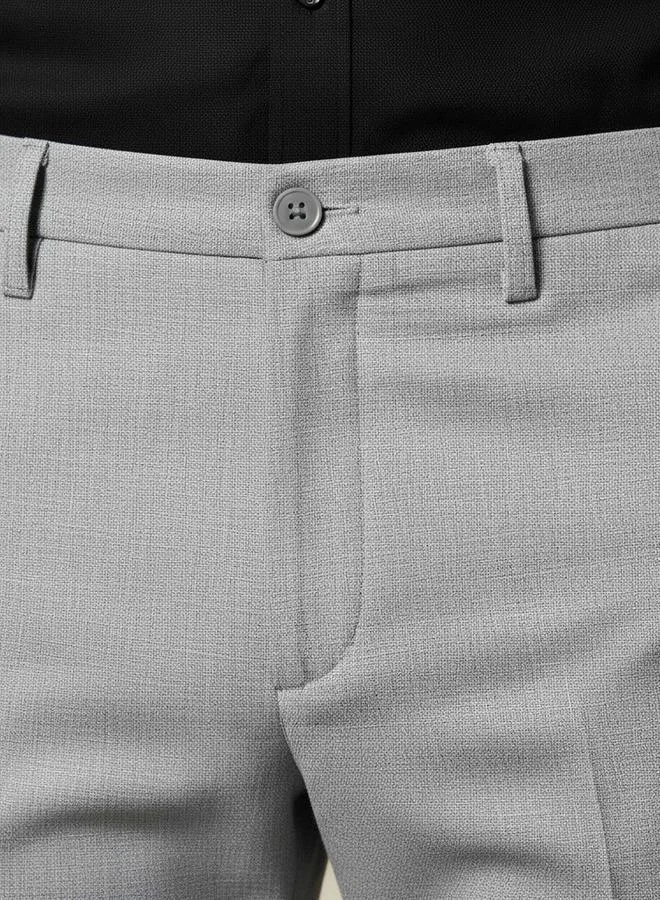 Splash FAV GREY Slim Fit Flexi Waist Formal Trousers for Men | Best Price UAE