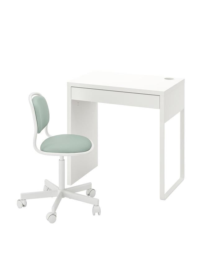 Green Tiger Desk And Chair, White/Light Green - Image 1