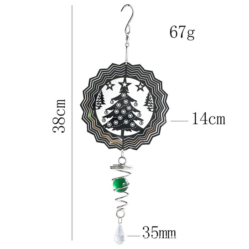 Nordic 3D Mandala Wind Chime Crystal Spiral Christmas tree spiral ball wind chimes