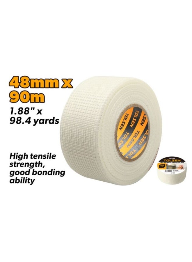 Tolsen 50271 Self-Adhesive Fiberglass Mesh Tape 48mm x 90m – Crack Repair Drywall Joint Tape for Wall & Ceiling Reinforcement - Image 2