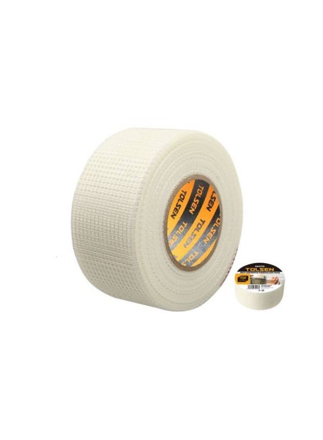 Tolsen 50271 Self-Adhesive Fiberglass Mesh Tape 48mm x 90m – Crack Repair Drywall Joint Tape for Wall & Ceiling Reinforcement - Image 1