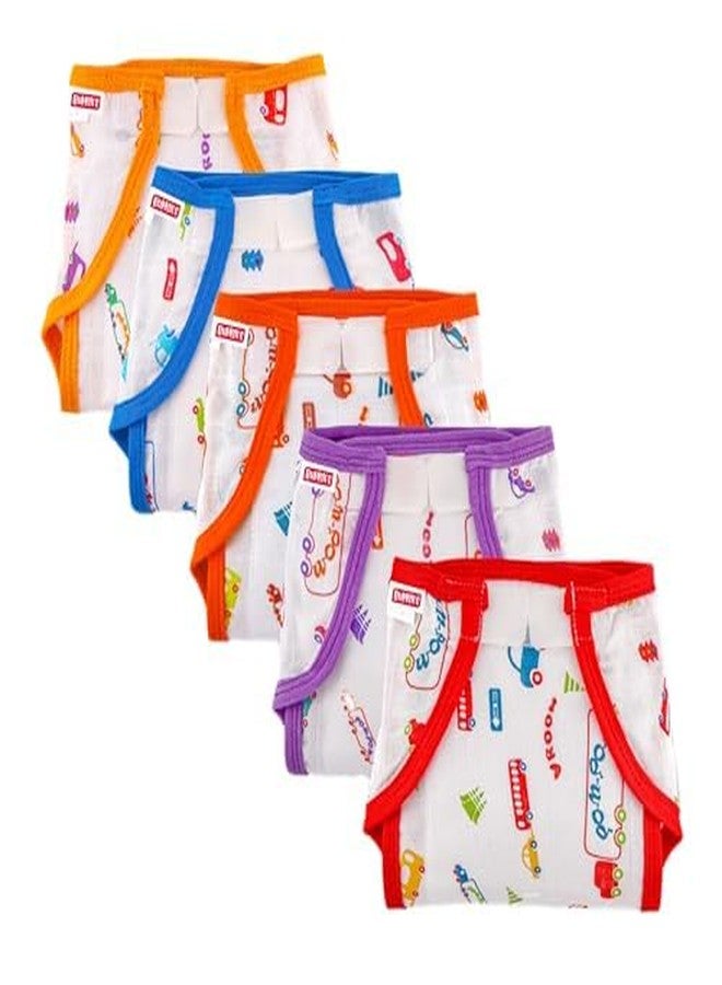 Bumsies Welcro Nappy For Babies, Reusable, Washable Soft Muslin Cotton Nappy/Langot for New Born Baby | Gentle on Baby Skin | Helps in Potty Training | 6-9 months | Pack of 5 | Printed - Image 1
