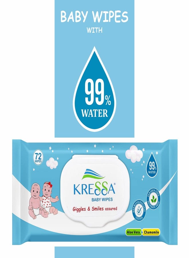 KRESSA مناديل كريسا المبللة للأطفال مع غطاء | 99% ماء نقي | مختبرة من قبل أطباء الجلدية - 72 منديل في العبوة (4 عبوات) - Image 2