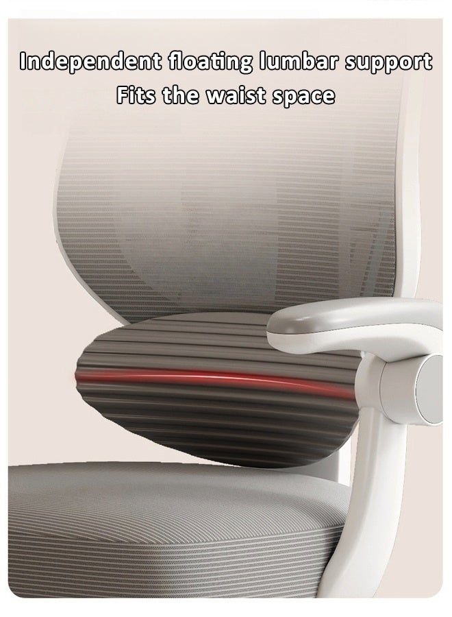 إتش كيو جيمنغ كرسي مكتب للأطفال، كرسي دراسة مريح مع ارتفاع قابل للتعديل، كرسي مكتب شبكي دوار بعجلات، كرسي مكتب منزلي للأطفال في غرفة نوم منزلية باللون الرمادي - Image 4