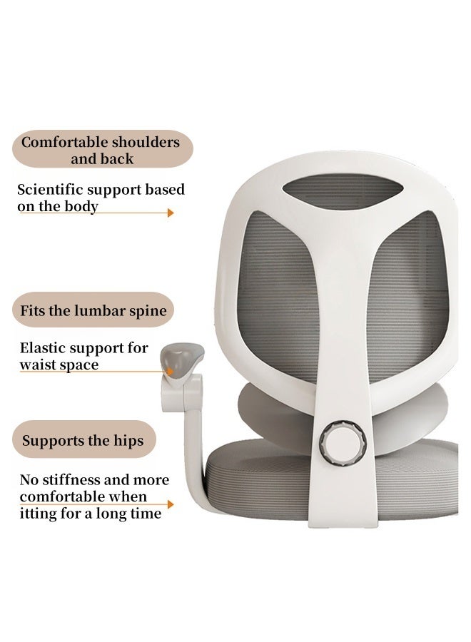 إتش كيو جيمنغ كرسي مكتب للأطفال، كرسي دراسة مريح مع ارتفاع قابل للتعديل، كرسي مكتب شبكي دوار بعجلات، كرسي مكتب منزلي للأطفال في غرفة نوم منزلية باللون الرمادي - Image 3