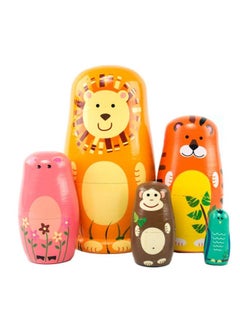 Generic Nesting Dolls, Wooden Cartoon Animals Pattern Russian Matryoshka Stacking Dolls Children Kids Toy, Gift Decoration  - Image 1