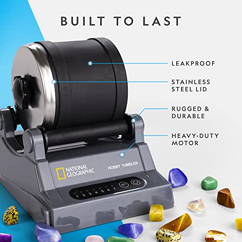 Blue Marble National Geographic Hobby Rock Tumbler Kit – Durable Leak-Proof Rock Polisher with 7-Day Timer, Complete Rock Tumbling Kit with Grit, Jewelry Settings & GemFoam Polish, Educational STEM Science Kit - Image 3