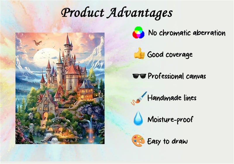 Hestarcul Castles Paint by Numbers Kit for Adults,Fairy Paint by Numbers Kits on Canvas,Color by Number Easy DIY Acrylic Painting for Beginnerï¼ŒHome Wall Decoration and Gifts - Image 5