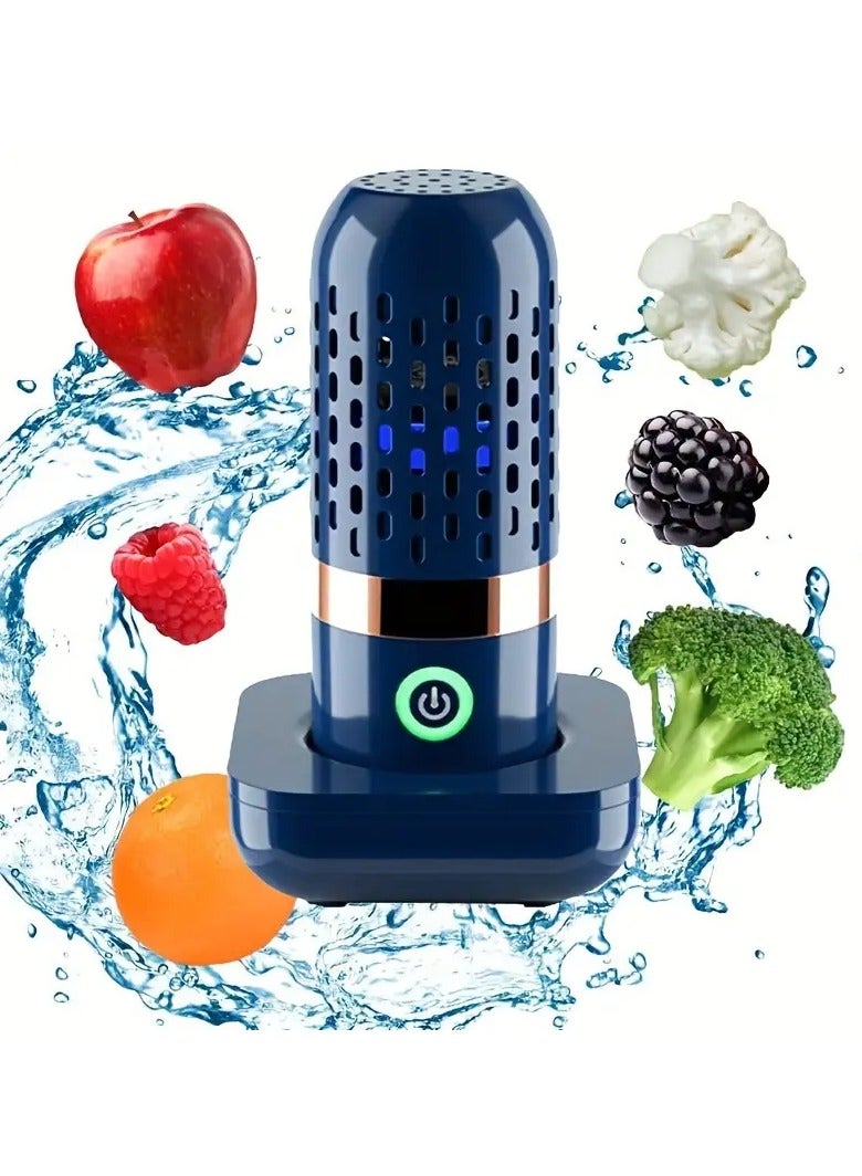 DubaiGallery آلة غسل الفواكه والخضروات، جهاز تنظيف الفواكه والخضروات، منقي الطعام للمطبخ لتنظيف عميق للفواكه والخضروات والأرز والأواني مع تقنية تنقية OH-ion باللون الأزرق - Image 1
