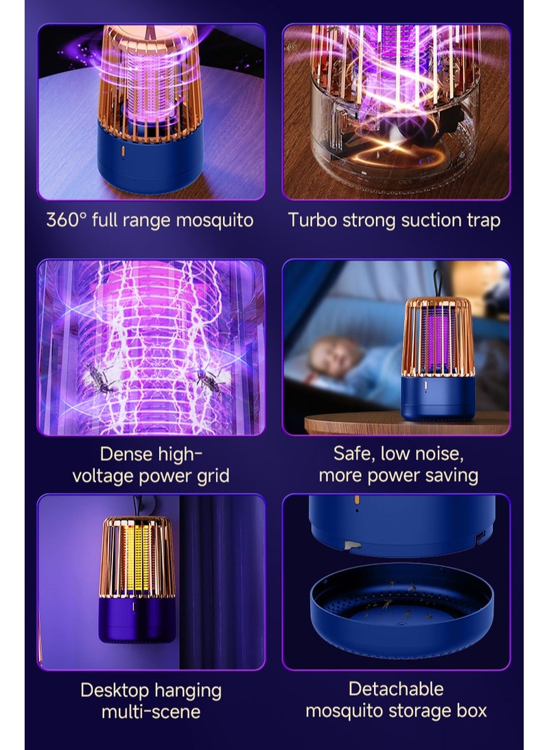 linkship Rechargeable Indoor Mosquito Zapper Lamp – 360° UV Insect Trap with Electric Shock & Night Light Mode, Tabletop or Hanging Design, Safe 395nm Light for Bedroom, Kitchen, and Outdoor Use - Image 3