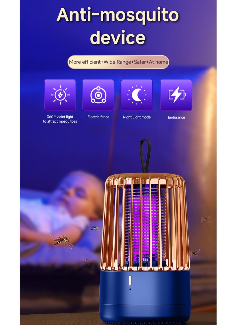 linkship Rechargeable Indoor Mosquito Zapper Lamp – 360° UV Insect Trap with Electric Shock & Night Light Mode, Tabletop or Hanging Design, Safe 395nm Light for Bedroom, Kitchen, and Outdoor Use - Image 2