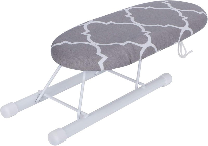 woobles Small Ironing Boards, Folding Table Top Ironing Board with Cotton Cover, Portable Space Saving Mini Ironing Board Sleeve Cuffs Collars Ironing Table for Home Apartment Condo Dorm(Classic grid)-Classic Grid - Image 3