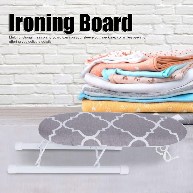 woobles Small Ironing Boards, Folding Table Top Ironing Board with Cotton Cover, Portable Space Saving Mini Ironing Board Sleeve Cuffs Collars Ironing Table for Home Apartment Condo Dorm(Classic grid)-Classic Grid - Image 4