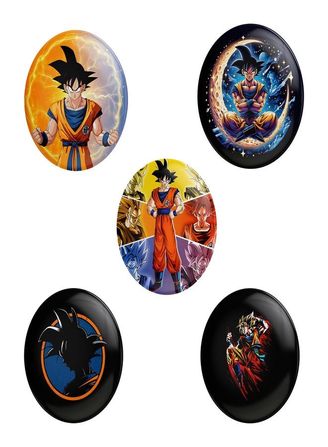 JIGARI - Designer Animie Theme Printed Badges for Bags, T-Shirts for Animie Accessories Lover | Multicolor Animie Printed Batches (Dragon Ball Z, Dragon Ball Z ( Pack of 5 ) - 1, 58 mm - Matte Lamination) - Image 1