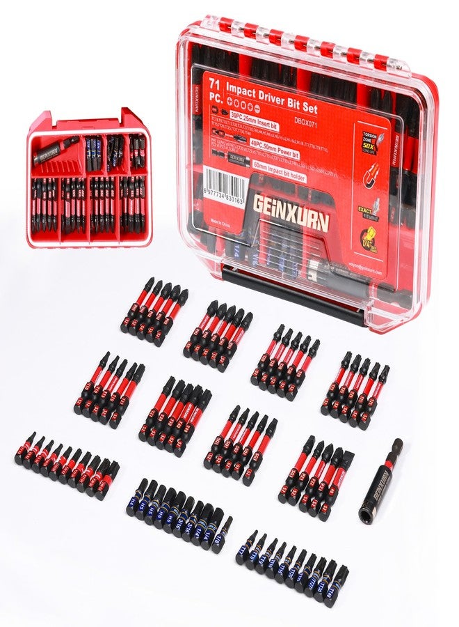 Geinxurn Impact Screwdriver Bits Set, 71pieces Case Storage Magnetic S2 Steel Multi Insert Power Bits Tips with Impact Bit Holder - Image 1