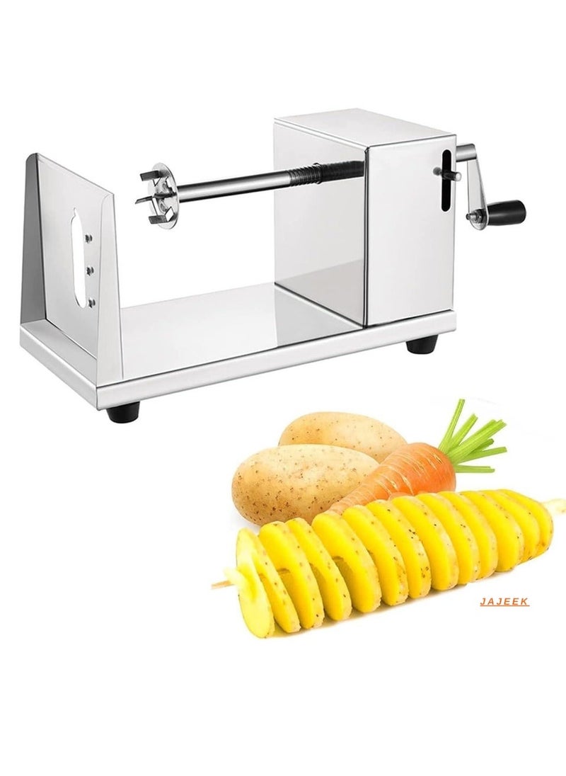 Stainless Steel Manual Spiral Potato Chips Cutter – Tornado Potato Chips Cutter with Vegetable Slicer for Kitchen – Lightweight, Versatile, and Easy-to-Use for Potato, Carrot, Zucchini, and Other Vegetables – Perfect for Snacks, Parties, and Creative Cooking