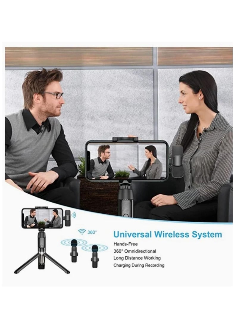 K9 Wireless Lavalier 2 Microphone For iPhone iPad, Wireless Mic Playback Compass For Recording, Live Streaming, YouTube, Tik Tok, Facebook, Auto Noise Reduction Sync