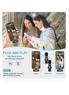 K9 K9 Wireless Lavalier 2 Microphone For iPhone iPad, Wireless Mic Playback Compass For Recording, Live Streaming, YouTube, Tik Tok, Facebook, Auto Noise Reduction Sync  - Image 3