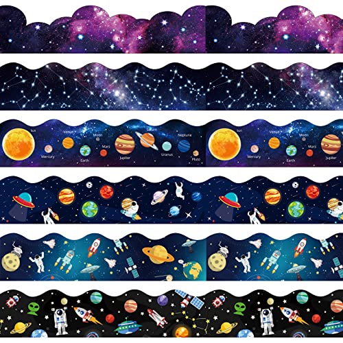 Containlol Borders for Bulletin Board Decoration, 118 ft Outer Space Scalloped Trim Classroom Bulletin Board Borders for School Office Whiteboard Wall Poster Chalkboard Decor - Image 1