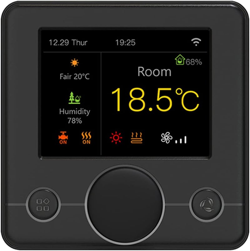WiFi Intelligent Thermostat, 3A Smart Water Heating Thermostat with RGB Colorful LCD Display, Digital Programmable Indoor Temperature Controller - Voice Control, Real - Time Weat (Black) - Image 2