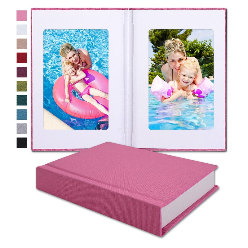 Pssoss Small 4x6 Photo Album with Writing Space Holds 30 Photos Ideal for Wedding Theme-Album and Baby Photo Album (Pink) - Image 1