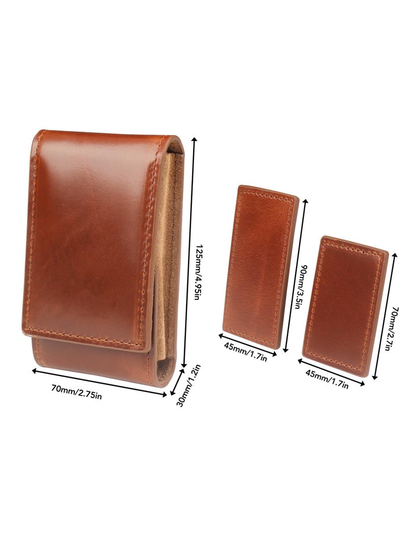 SYOSI - Leather Watch Pouch Compact Travel Case for Watches with Full Grain Leather Suede Lining and Impact Absorbing Inserts Single Travel Watch Box Watch Carrying Case for Men Women Brown - Image 1